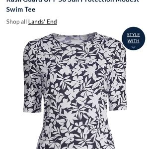 Land's End Short Sleeve Rash Guard- Medium Long(Tall)